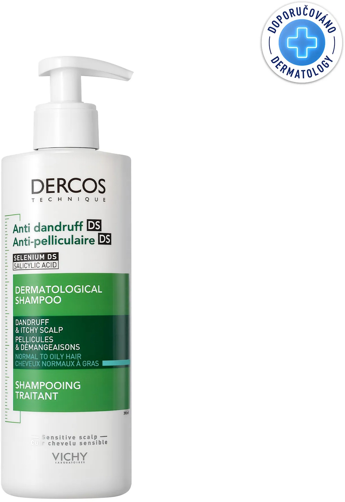 VICHY Dercos Šampón proti lupinám na normálne až mastné vlasy 390 ml