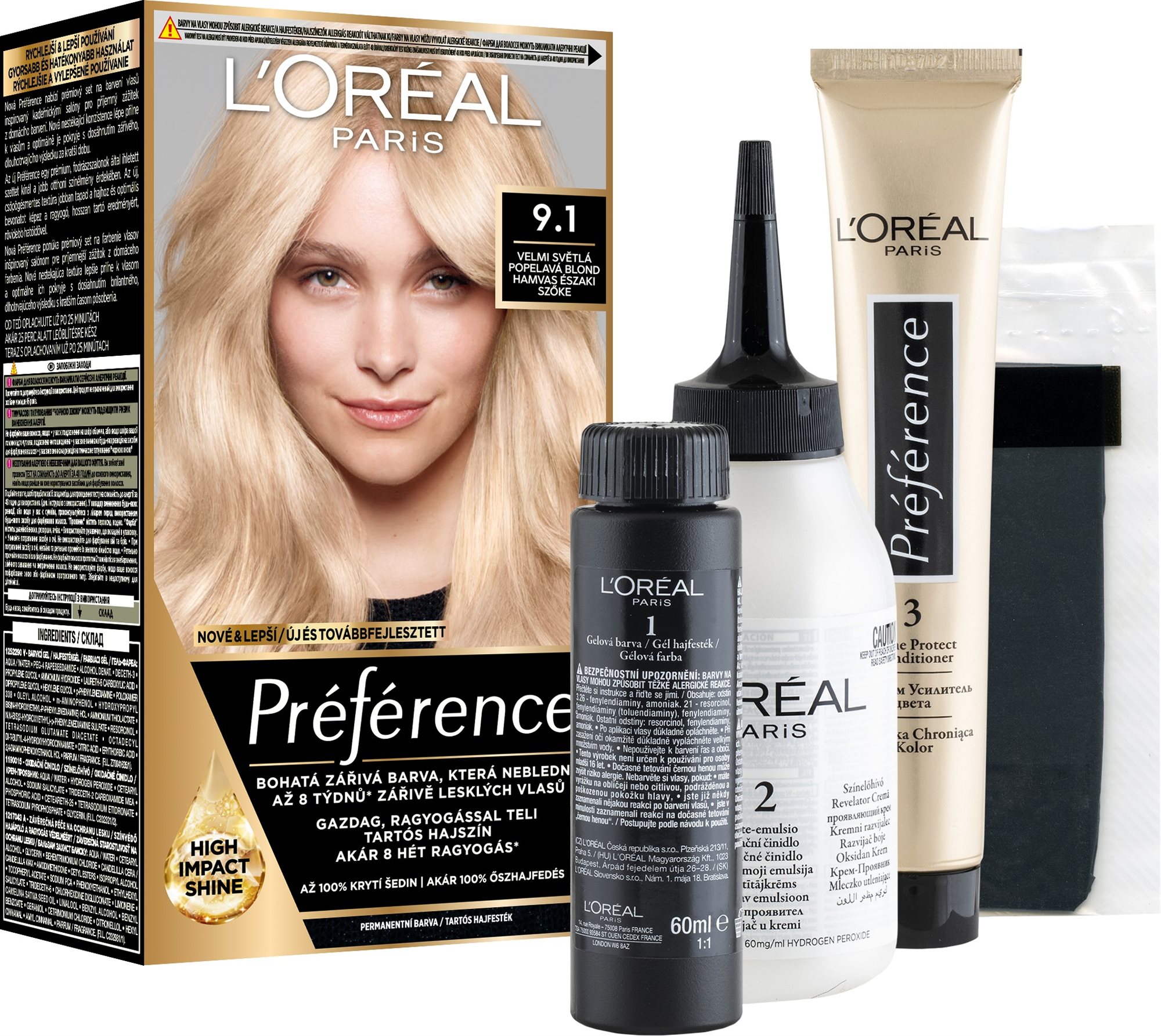 ĽORÉAL PARIS Préférence 9.1 Veľmi svetlá popolavá blond 174 ml