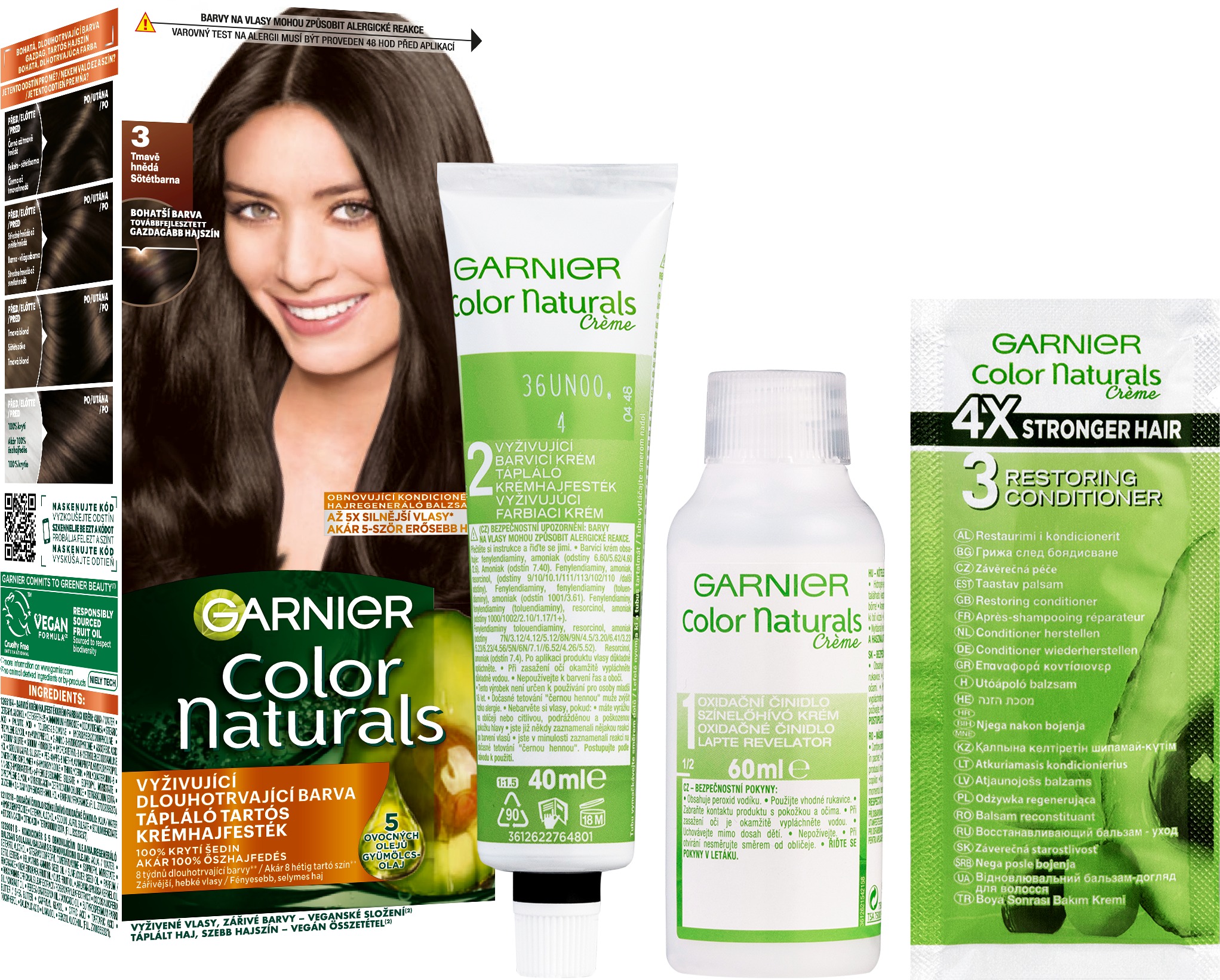 Garnier Color Naturals permanentná farba na vlasy 4 Stredne hnedá, 60 + 40 + 12 ml