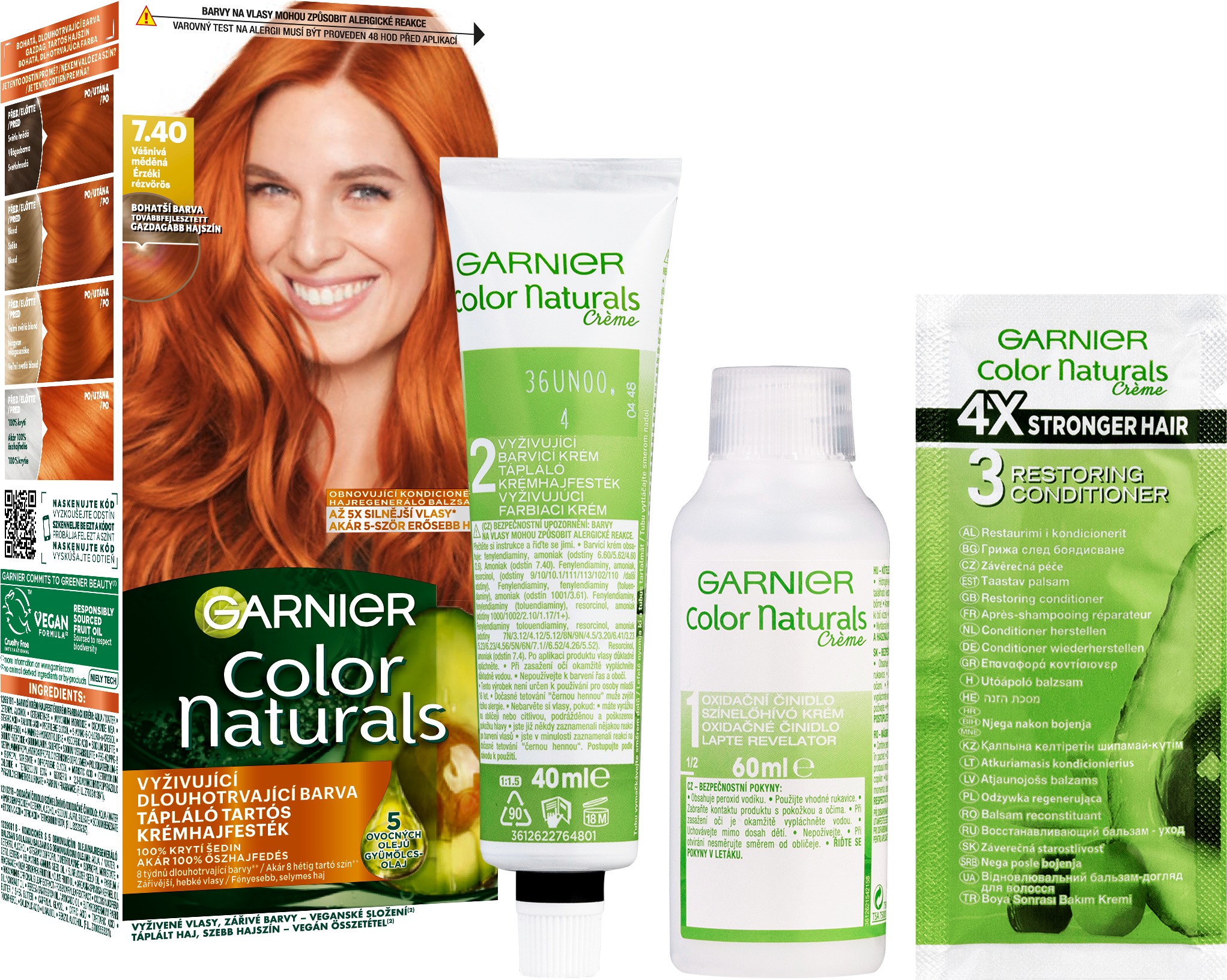 Garnier Color Naturals permanentná farba na vlasy 7.40 Vášnivá medená, 60 + 40 + 10 ml