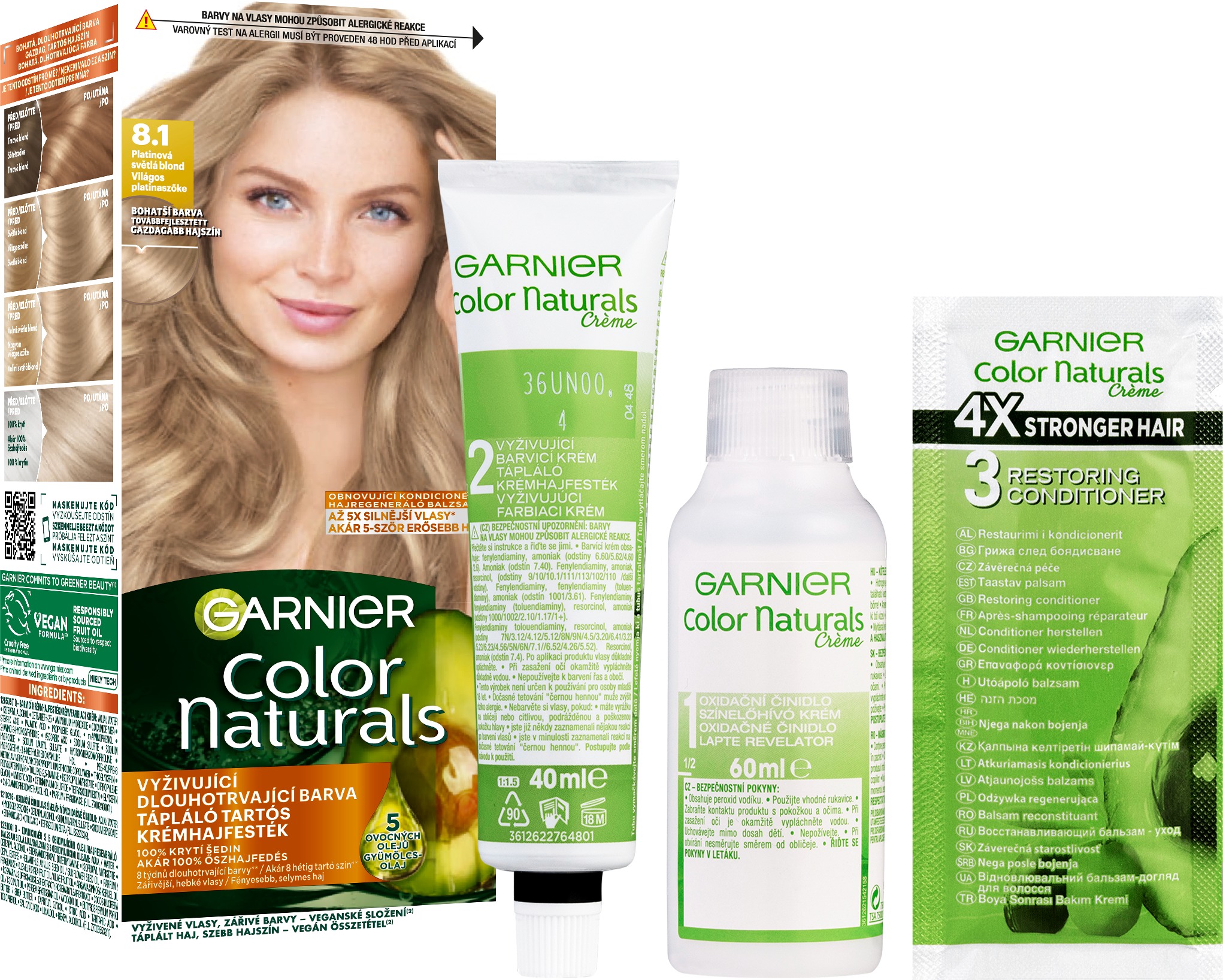 Garnier Color Naturals permanentná farba na vlasy 8.1 Platinová svetlá blond, 60 + 40 + 12 ml