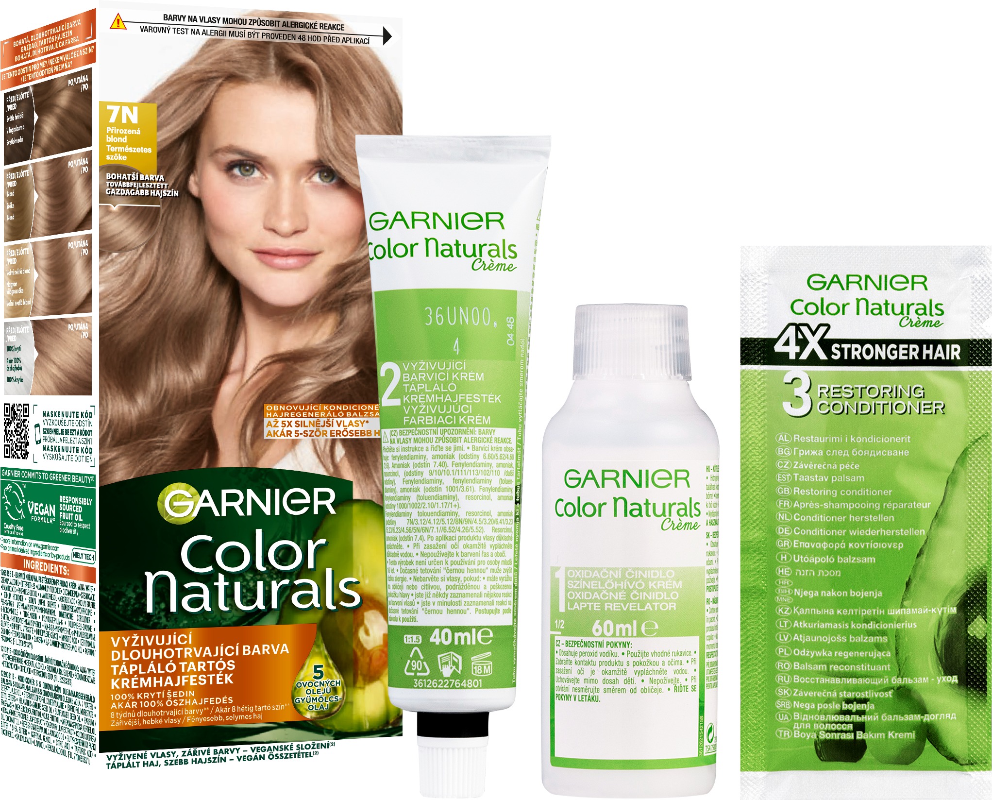 Garnier Color Naturals permanentná farba na vlasy 7N Prirodzená blond, 60 + 40 + 12 ml