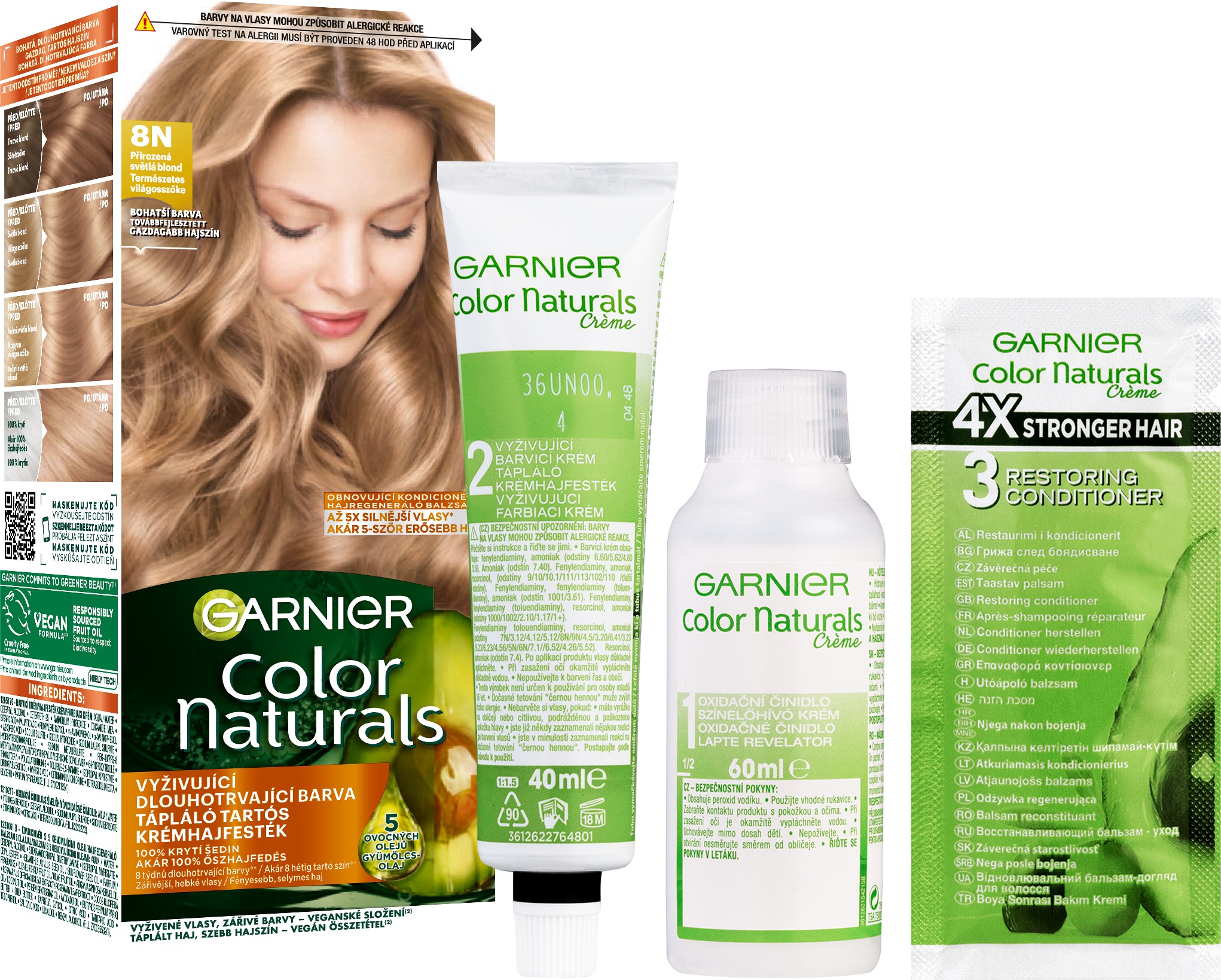 Garnier Color Naturals permanentná farba na vlasy 8N Prirodzená svetlá blond, 60 + 40 + 12 ml