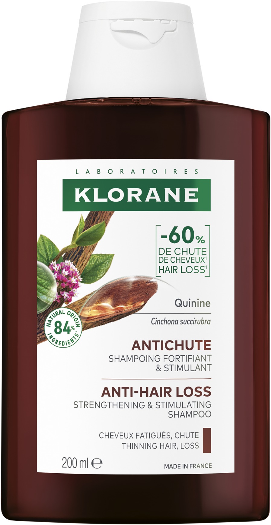 KLORANE Šampón s chinínom a BIO plesnivcom alpínskym 200 ml