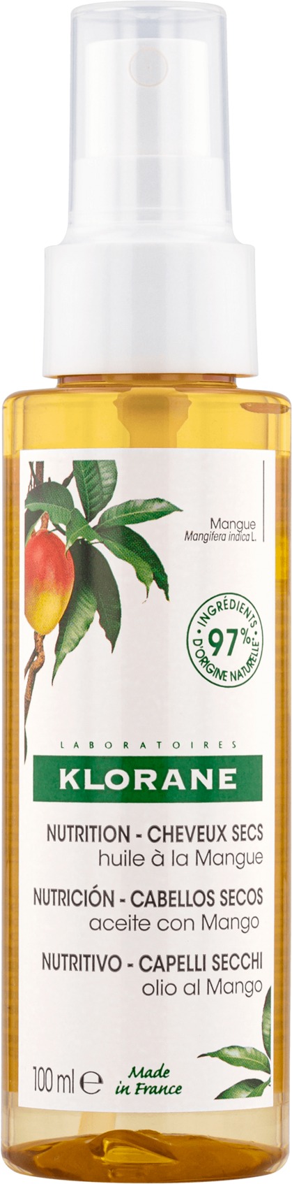 KLORANE Olej s mangom – vyživujúci na suché vlasy 100 ml