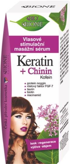 BIONE COSMETICS Bio Chinín a Keratín Vlasové stimulačné masážne sérum 215 ml
