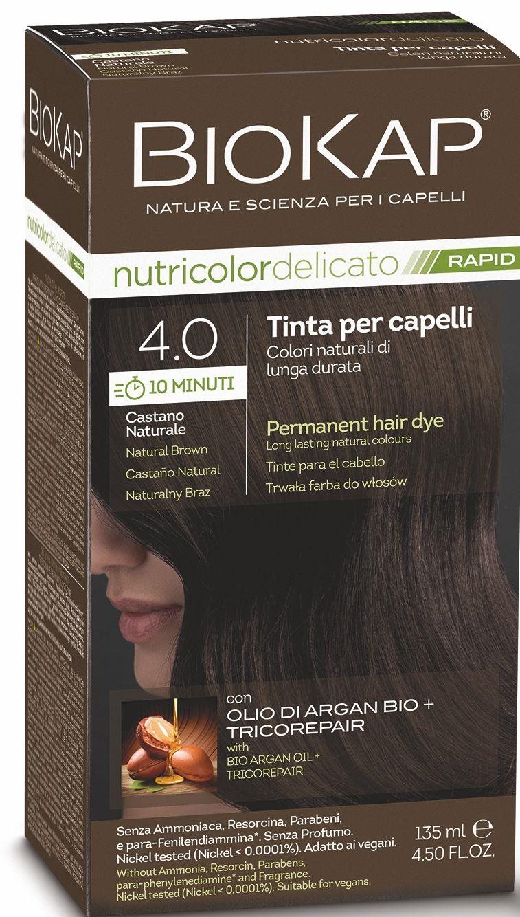 BIOKAP Delicato Rapid Farba na vlasy – 4.00 Prírodná hnedá tmavá 135 ml