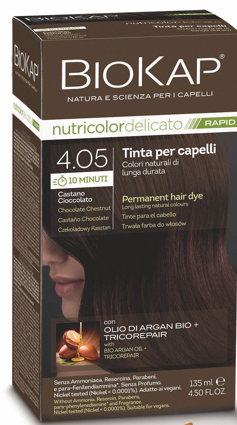 BIOKAP Delicato Rapid Farba na vlasy – 4.05 Čokoládovo-gaštanová 135 ml