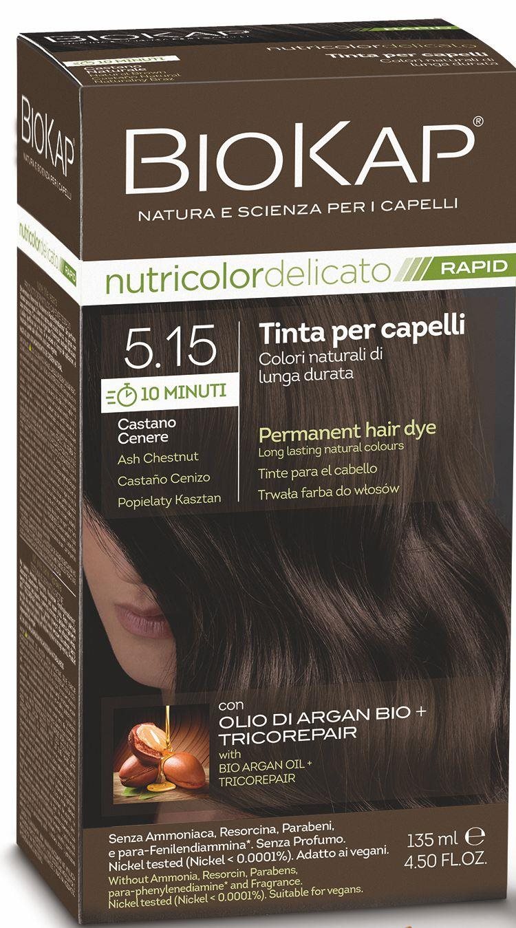BIOKAP Delicato Rapid Farba na vlasy – 5.15 Popolavo-gaštanová 135 ml