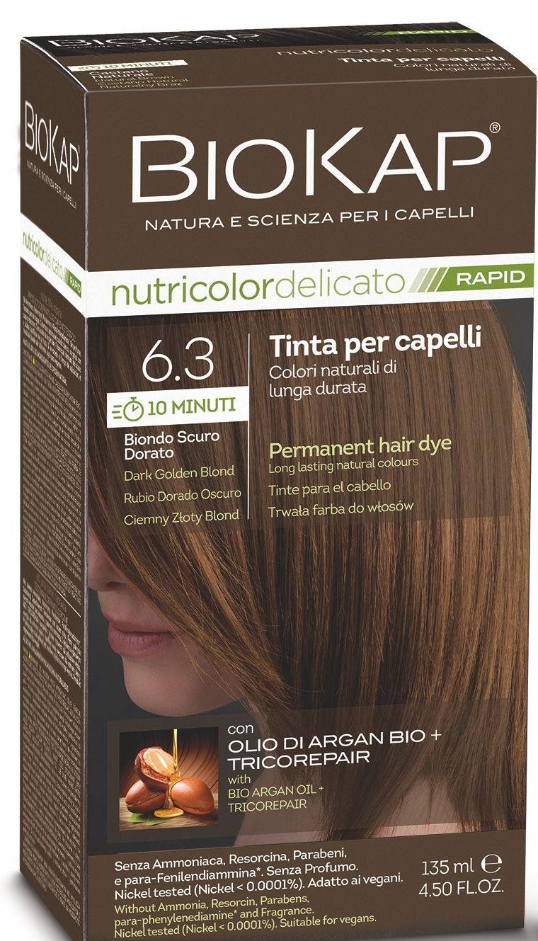BIOKAP Delicato Rapid Farba na vlasy – 6.30 Tmavá blond zlatá 135 ml