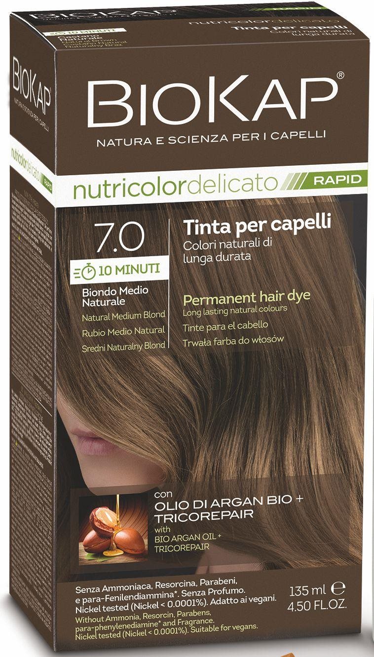 BIOKAP Delicato Rapid Farba na vlasy – 7.0 Stredná blond prírodná 135 ml