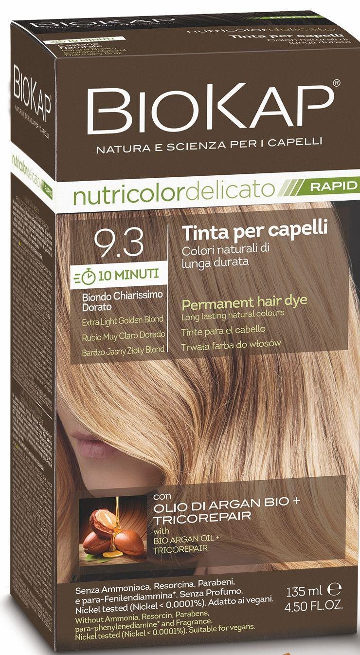BIOKAP Delicato Rapid Farba na vlasy – 9.3 Svetlá zlatá blond 135 ml