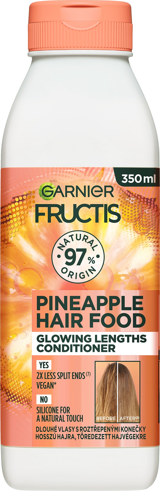 GARNIER Fructis Hair Food Pineapple, rozjasňujúci kondicionér na dlhé vlasy, 350 ml