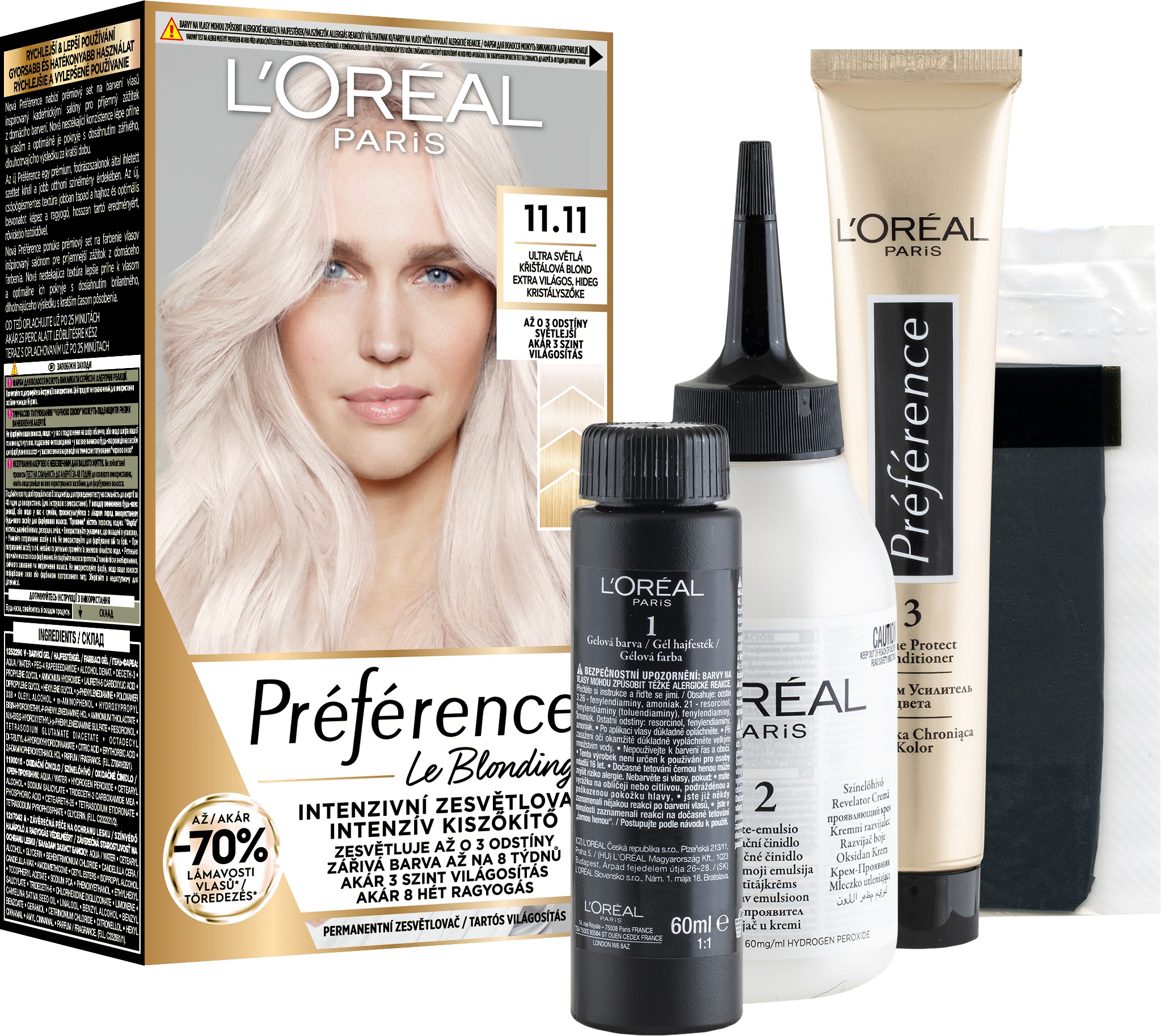 Farba na vlasy L'ORÉAL PARIS Preférence Le Blonding 11.11 Ultra svetlá studená krištáľová blond