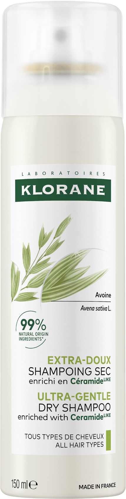 KLORANE – Suchý šampón s ovsom a ceramidmi, 150 ml