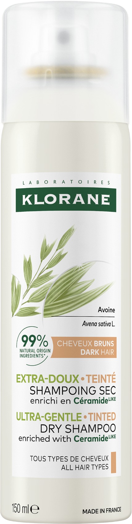 KLORANE – Suchý šampón ovos – tmavé vlasy, 150 ml
