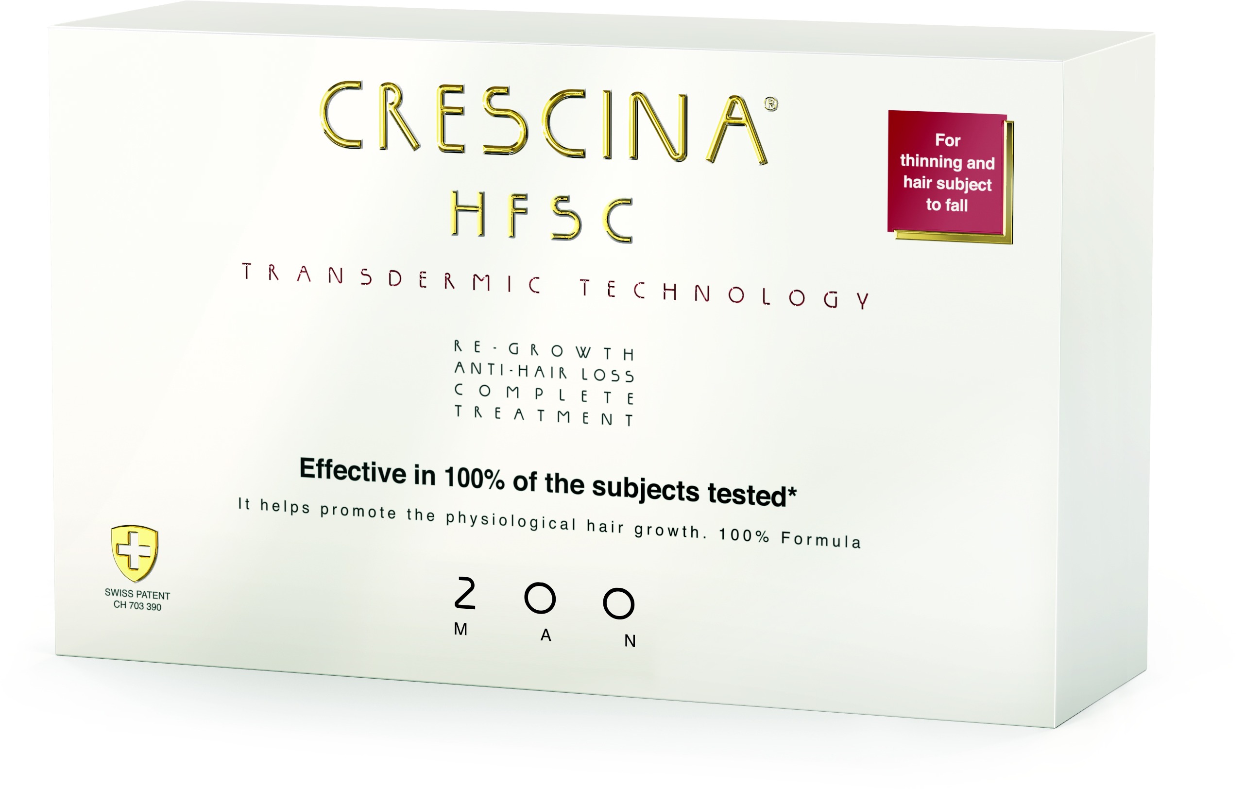 CRESCINA Transdermic starostlivosti na podporu rastu vlasov a proti vypadávaniu vlasov pre mužov (stupeň 200) 20× 3,5 ml
