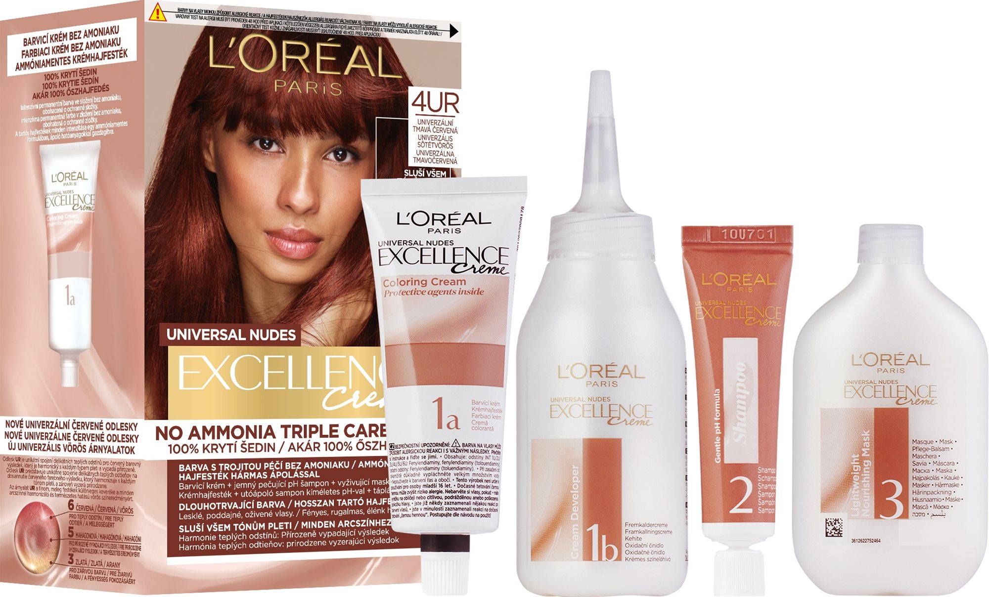 L'ORÉAL PARIS Excellence Universal Nudes 4UR, univerzálna tmavočervená