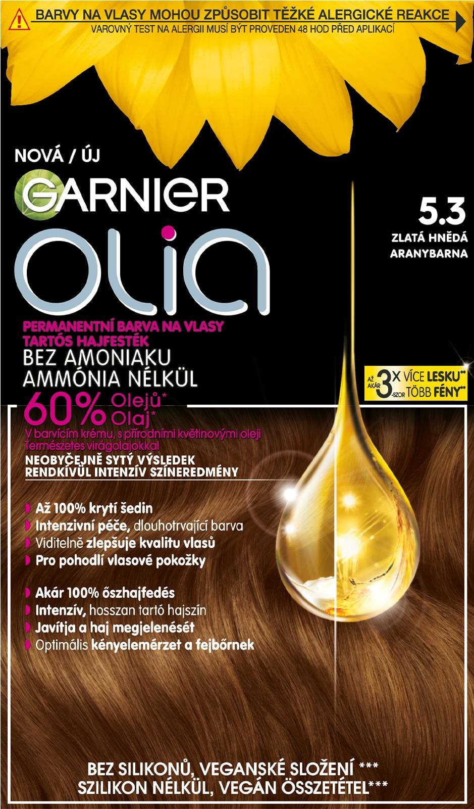GARNIER Olia permanentná farba na vlasy 5.3 Zlatá hnedá, 60 + 60 + 54 ml