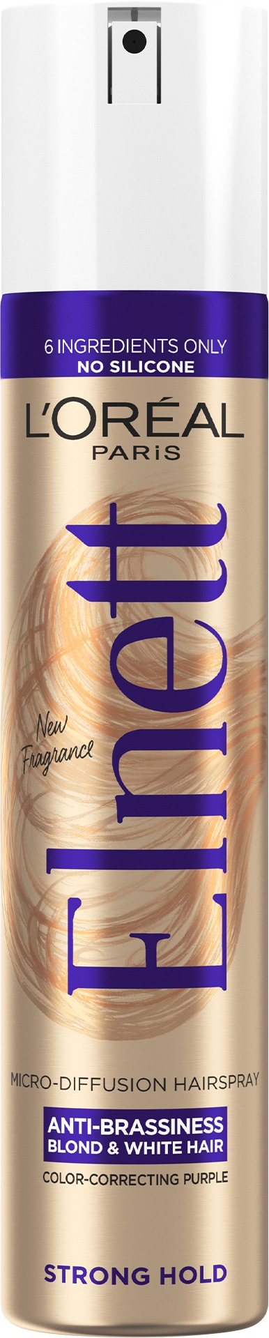 L'ORÉAL PARIS Elnett Anti-Brassiness Color-Correcting Purple Micro-Diffusion Hairspray, 300 ml