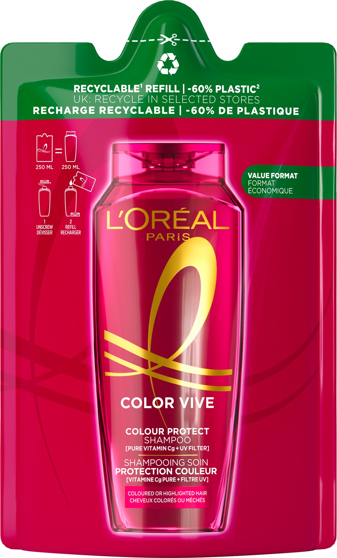 L'ORÉAL PARIS Elseve Color Vive náhradná náplň do šampónu, 250 ml