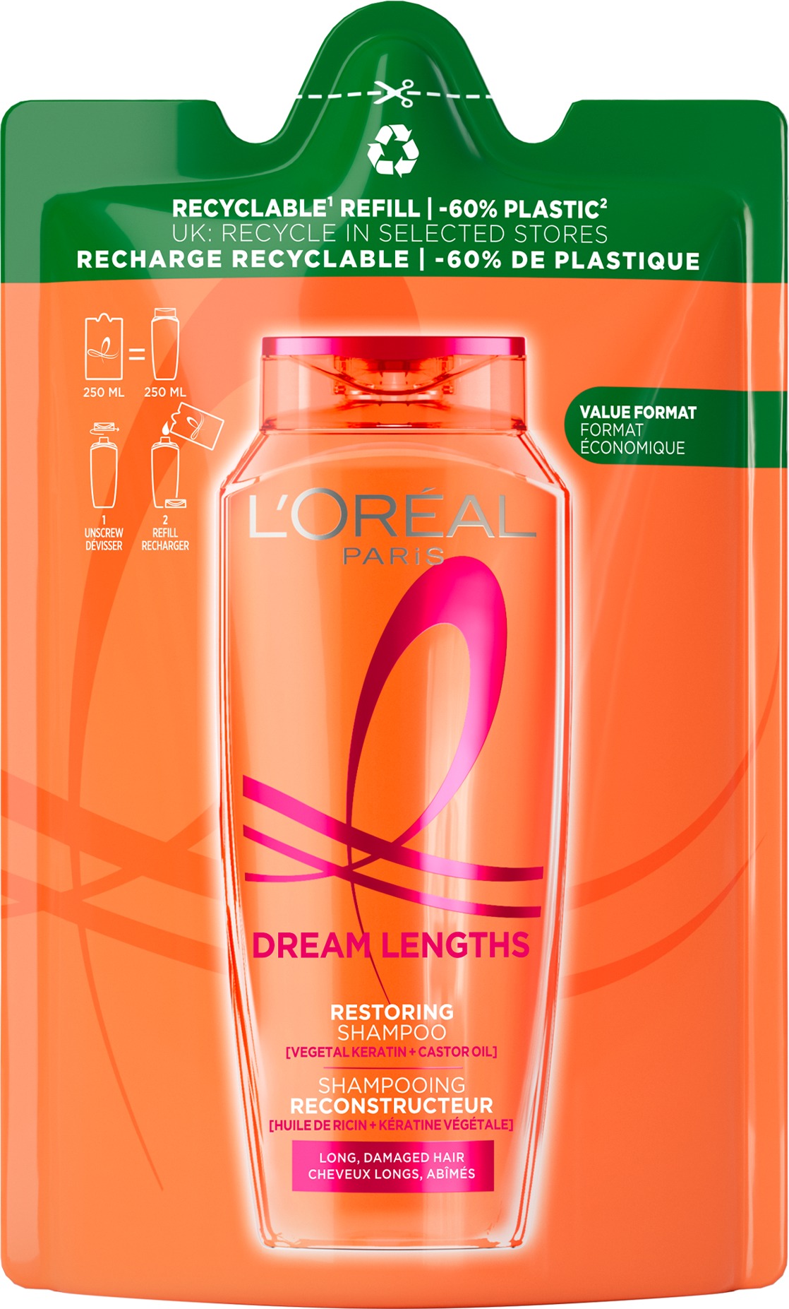 L'ORÉAL PARIS Elseve Dream Long náhradná náplň do šampónu, 250 ml