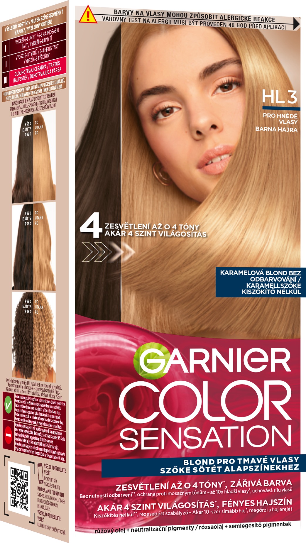 GARNIER Color Sensation permanentná farba na vlasy HL3 8.31 Brown Hair 20, 60 + 40 + 12 ml