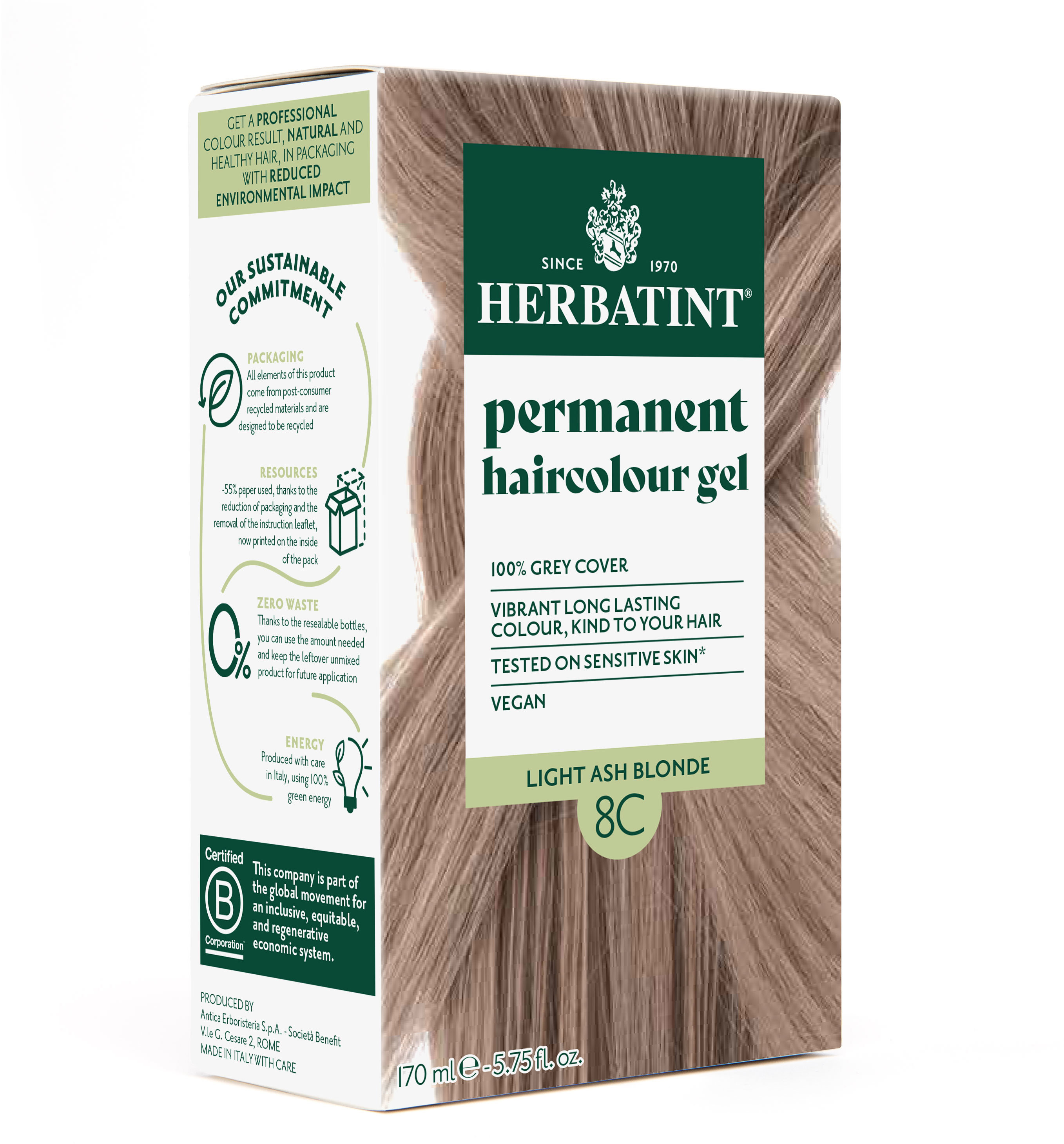 HERBATINT 8C svetlo popolavá blond 170 ml