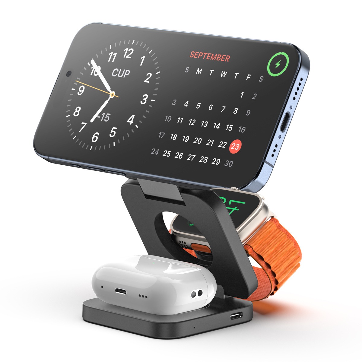 Kuxiu X55 3-In-1 Foldable Magnetic Wireless Charging Station – Gray