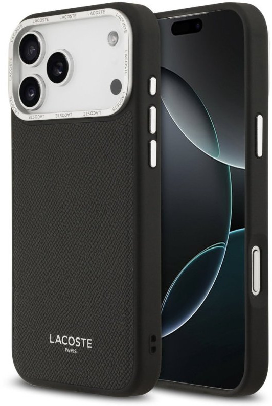 Lacoste PU Leather Champs Elysees MagSafe Zadný Kryt pre iPhone 17 Pro Max Black