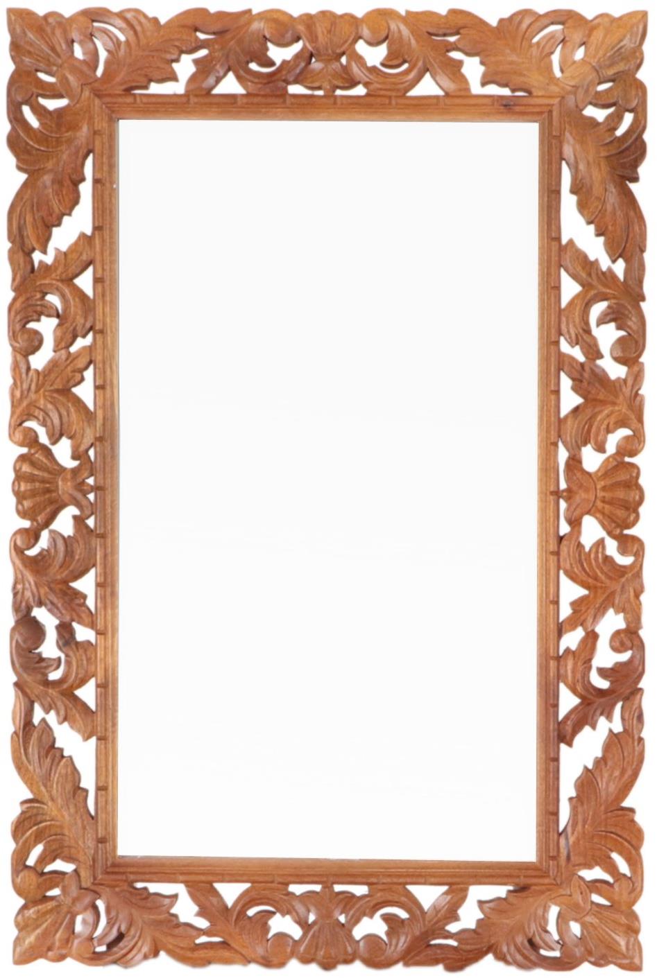 LAKŠMI zrkadlo Retro 60 × 90 cm ručne vyrezávané z masívneho dreva mango – Mango Retro