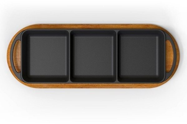 LAVA METAL TRIO liatinový pekáčik s dreveným podstavcom – 12 × 33 cm