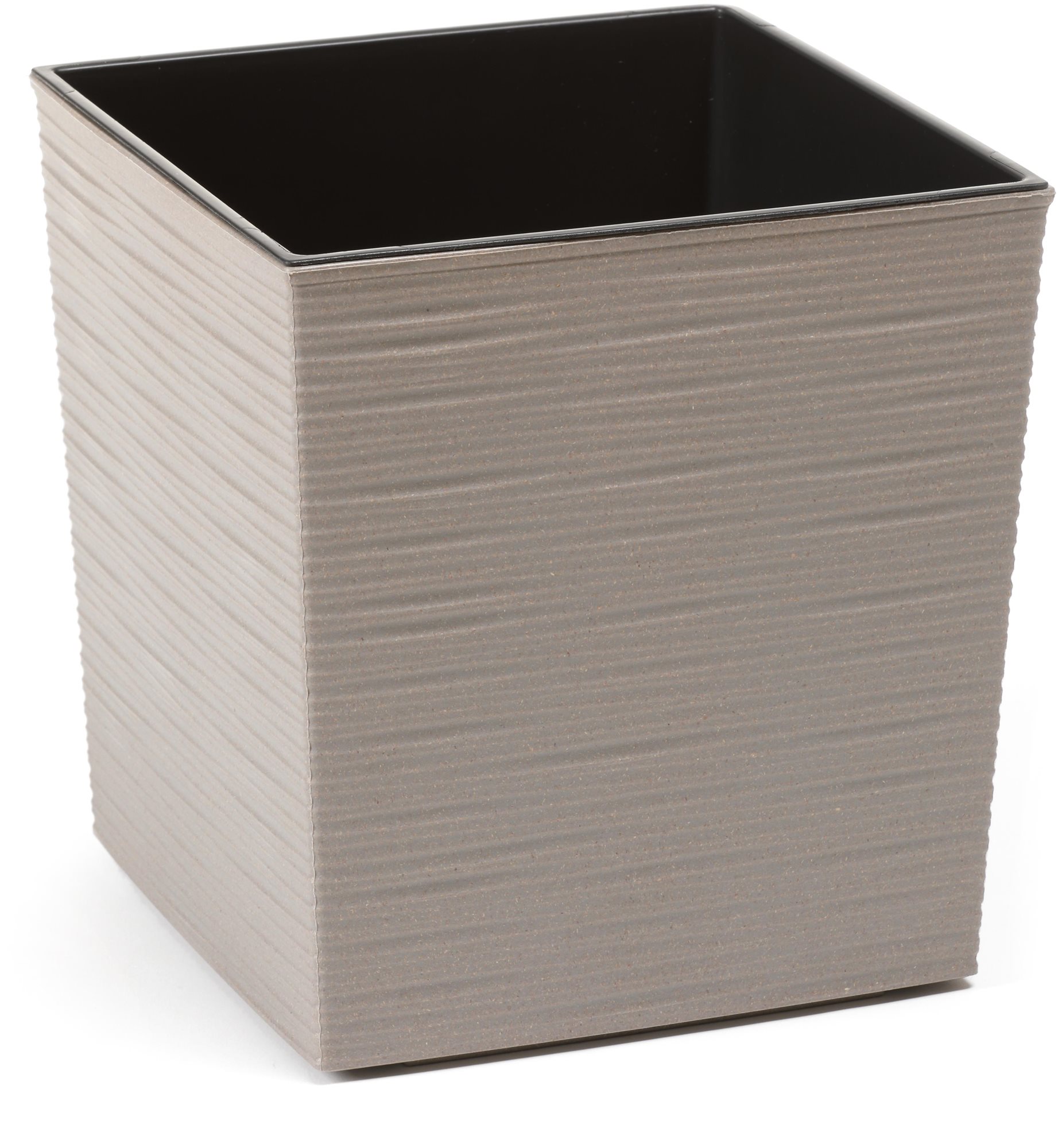LAMELA, kvetináč JUKA ECO DLUTO – vrúbok 19 × 19 cm, výška 19,5 cm, sivý