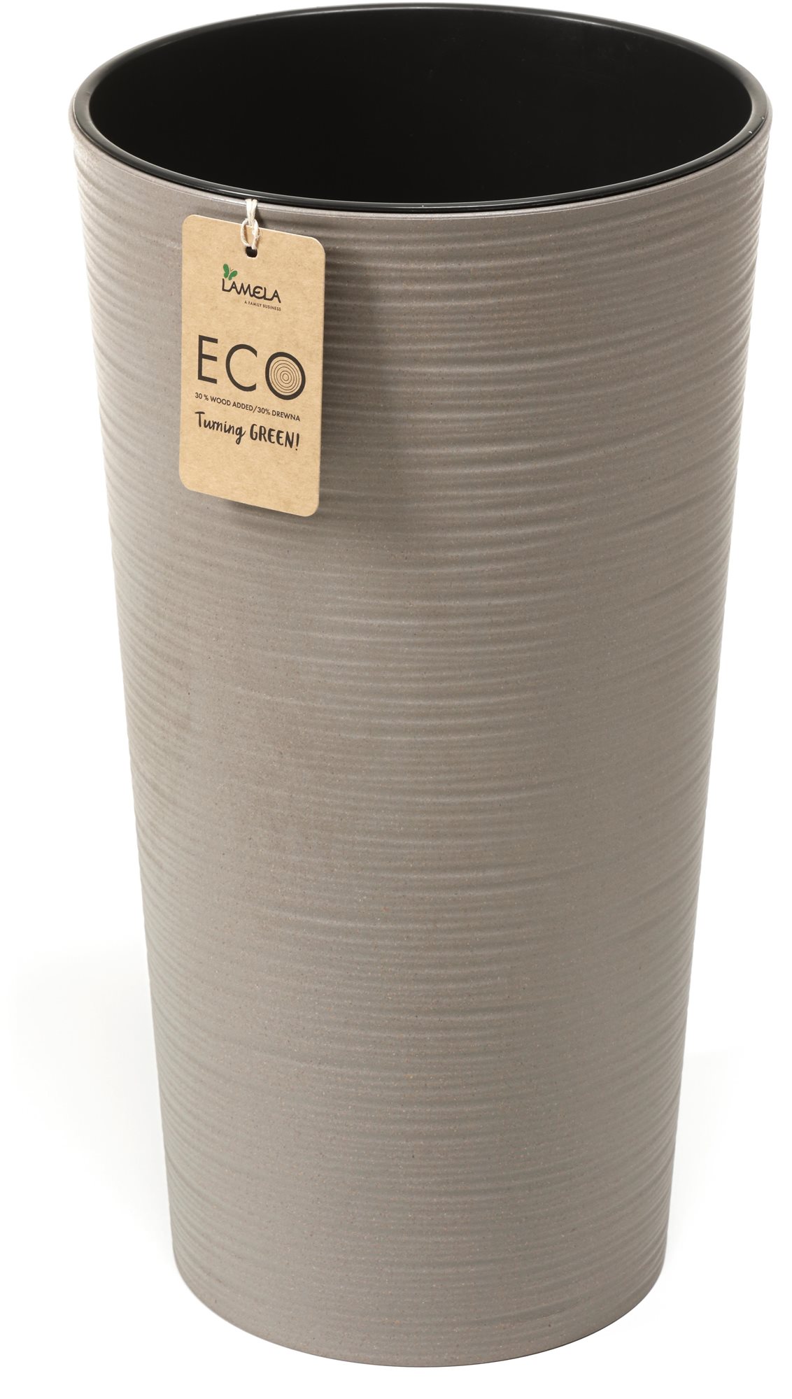 LAMELA, kvetináč LILIA ECO DLUTO – vrúbok O 30 cm, výška 57 cm, sivý