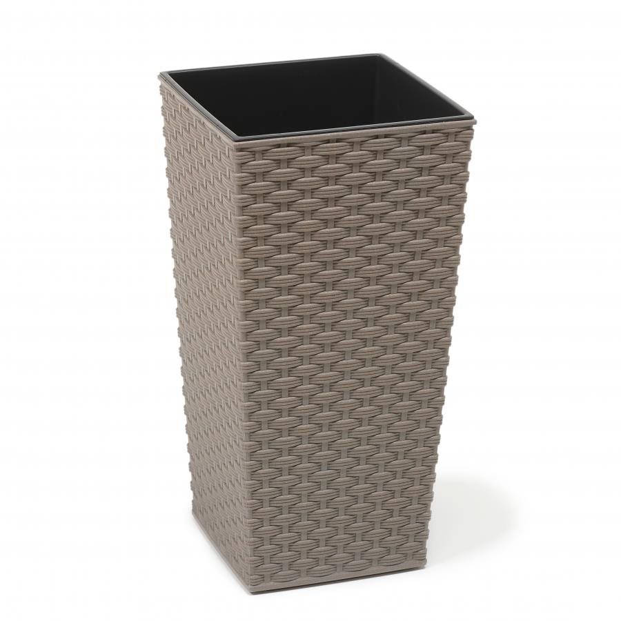 LAMELA, kvetináč FINEZIA ECO WOOD RATTAN 30 × 30 cm, výška 57 cm, sivý