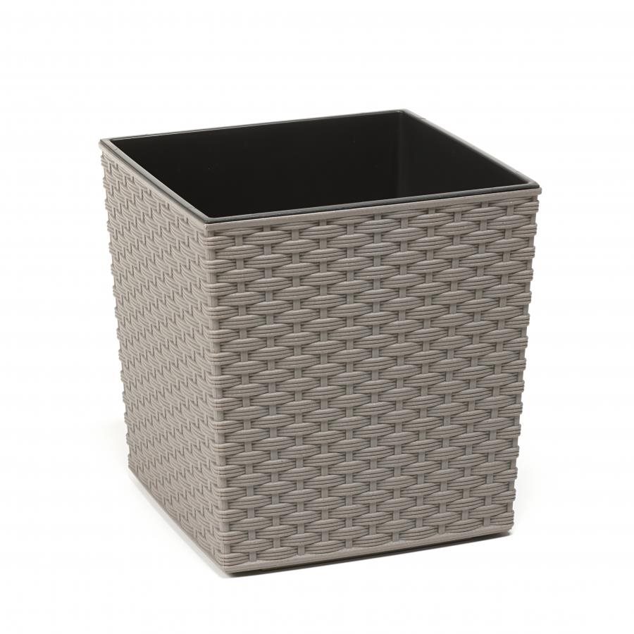 LAMELA, kvetináč JUKA ECO WOOD RATAN 30 × 30 cm, výška 30,5 cm, sivý
