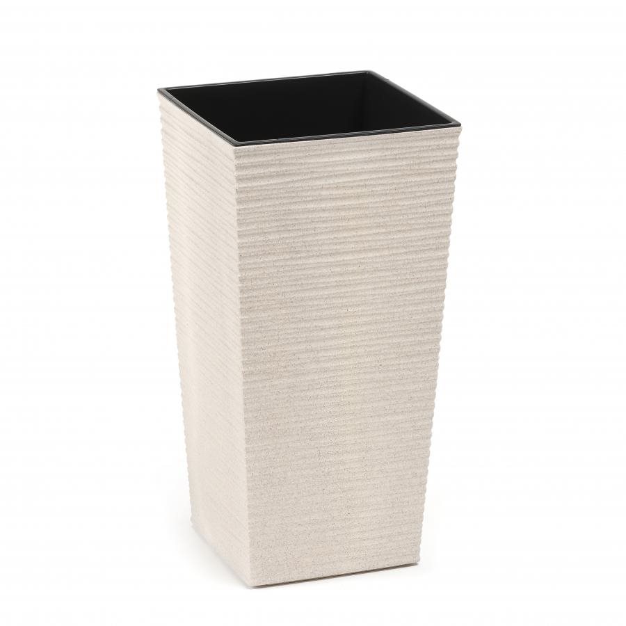 LAMELA, kvetináč FINEZIA ECO WOOD DLUTO – vrúbok 40 × 40 cm, výška 75 cm, biely