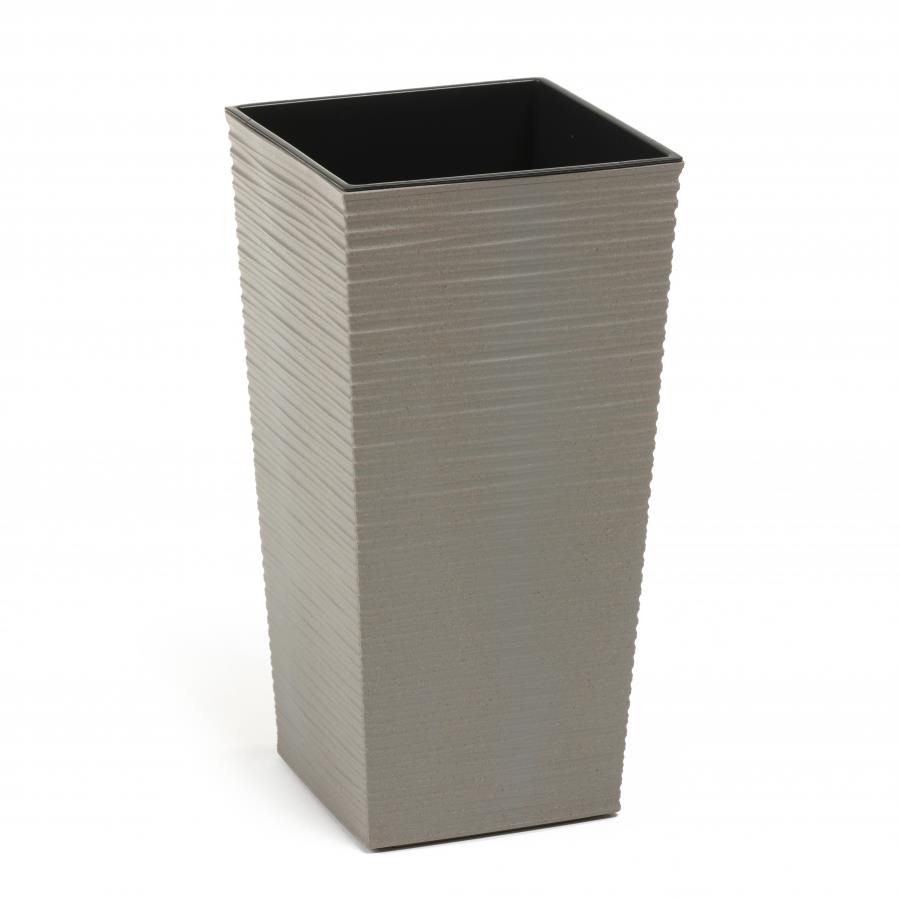 LAMELA, kvetináč FINEZIA ECO WOOD DLUTO – vrúbok 40 × 40 cm, výška 75 cm, sivý