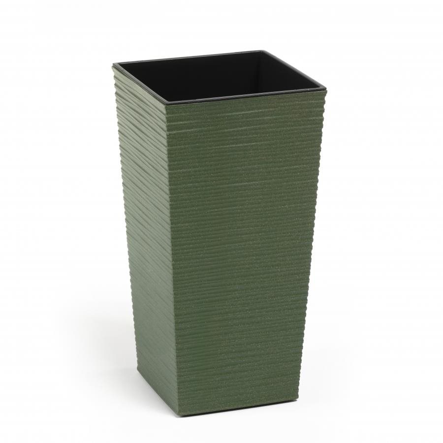 LAMELA, kvetináč FINEZIA ECO WOOD DLUTO – vrúbok 40 × 40 cm, výška 75 cm, zelený