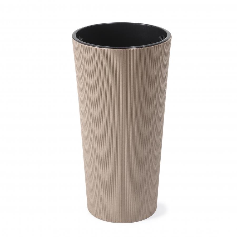 LAMELA, kvetináč LILIA ECO COFFE JUMPER – prúžok O 25,5 cm, výška 46,6 cm, latte