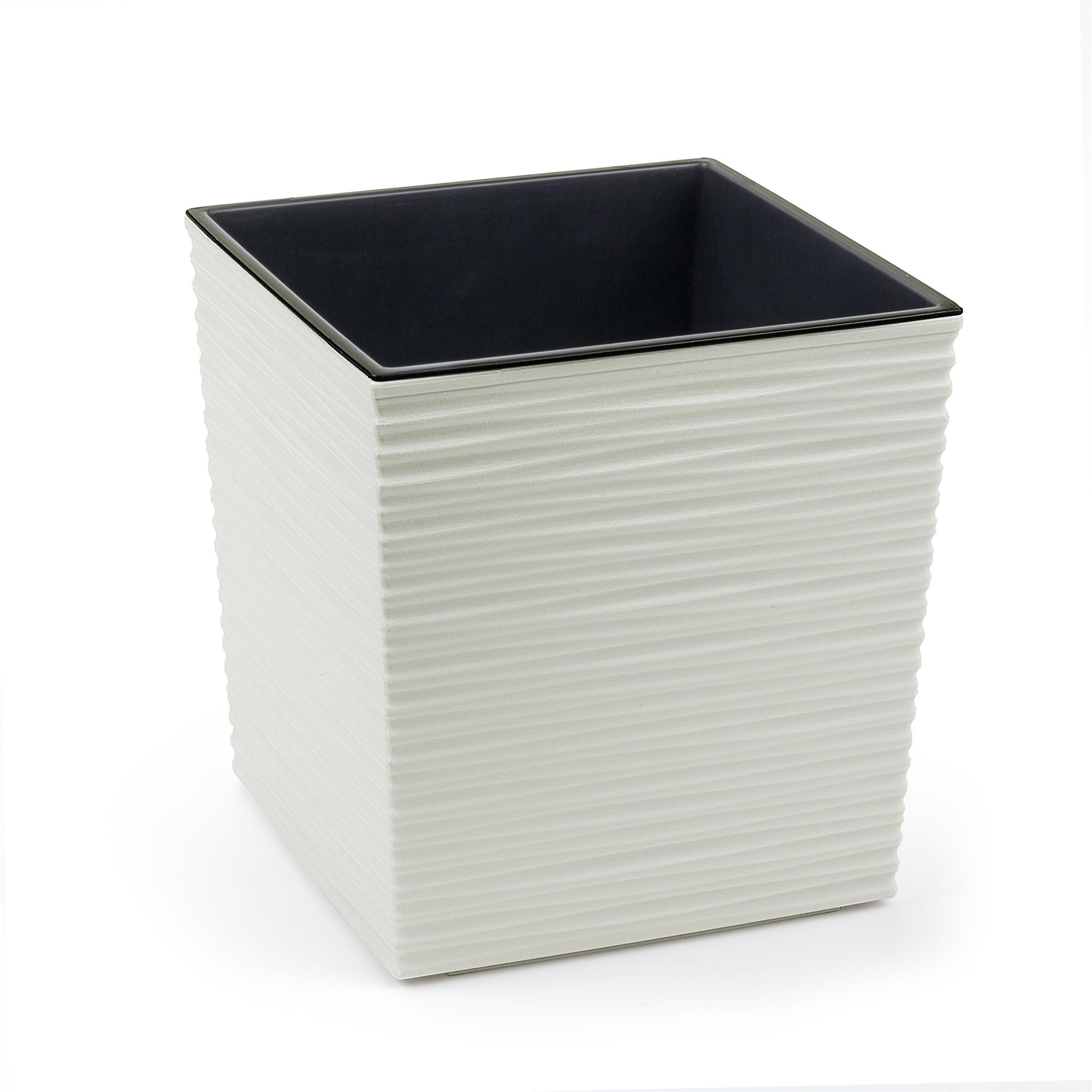 LAMELA, kvetináč JUKA DLUTO – vrúbok 25 × 25 cm, výška 26,5 cm, krémový