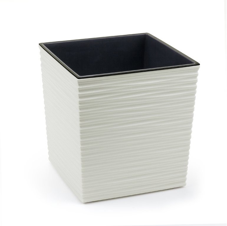 LAMELA Kvetináč JUKA DLUTO – vrúbky, 300 × 300 mm, krémový