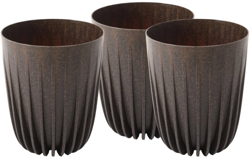 Lamela Kvetináč MIRA 19 cm, coffee espresso, sada 3 ks