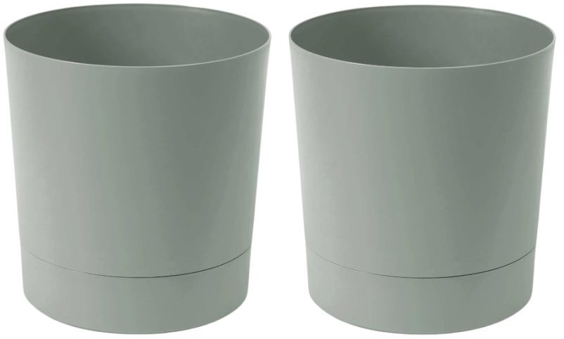 Lamela Kvetináč AURA + miska 28 cm, sivo-zelený, sada 2 ks
