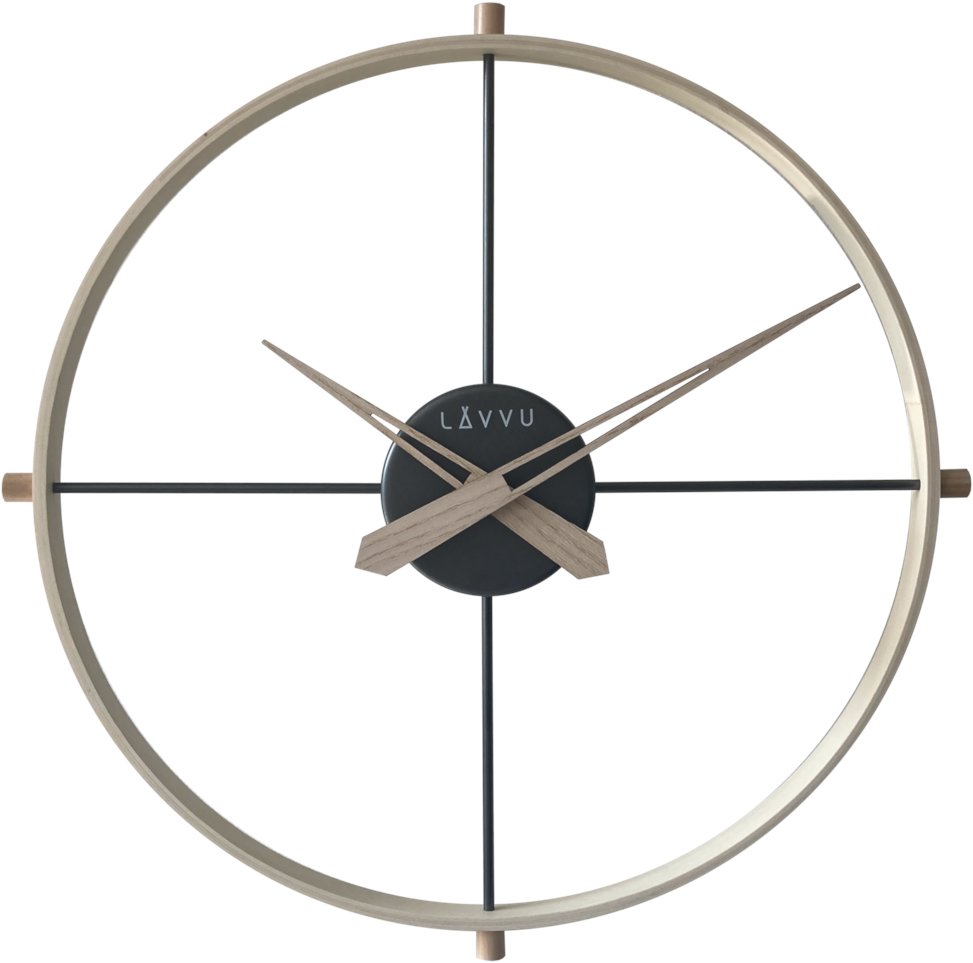LAVVU Loft Štýlové drevené hodiny v industriálnom vzhľade svetlé