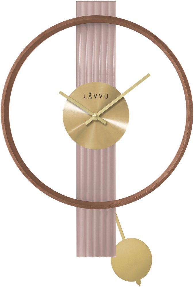 LAVVU Art Deco Ružové kyvadlové hodiny so zlatými detailmi