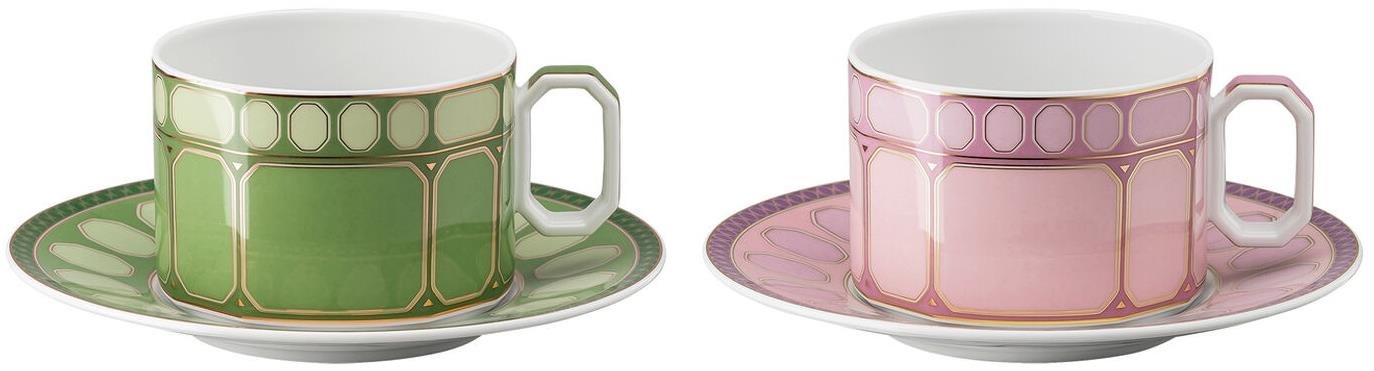 ROSENTHAL Swarovski signum Fern + Rose Sada šálok a podšálok na čaj