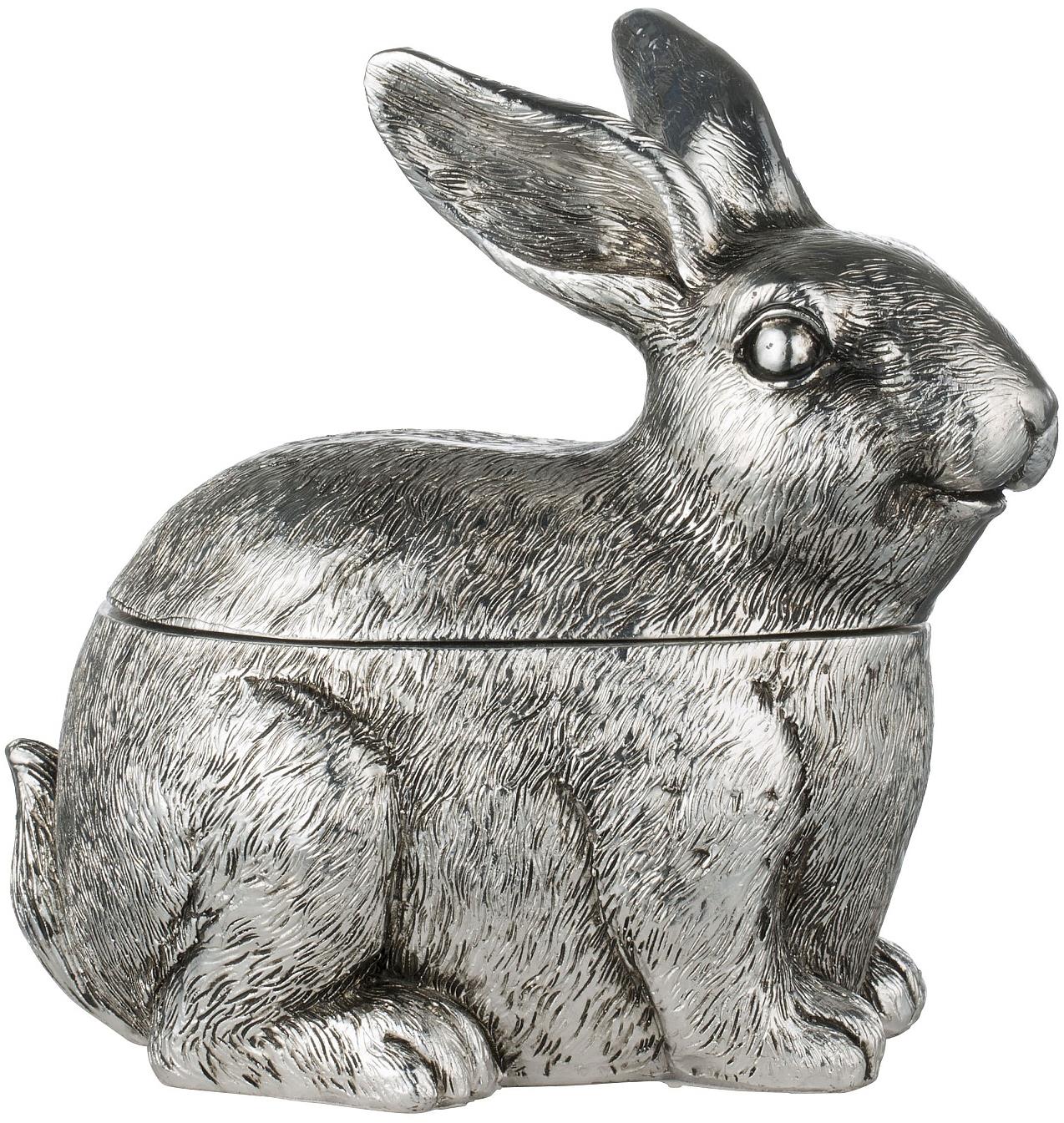 LENE BJERRE Veľkonočná dekorácia – Dóza zajac strieborný, 18 × 18 cm