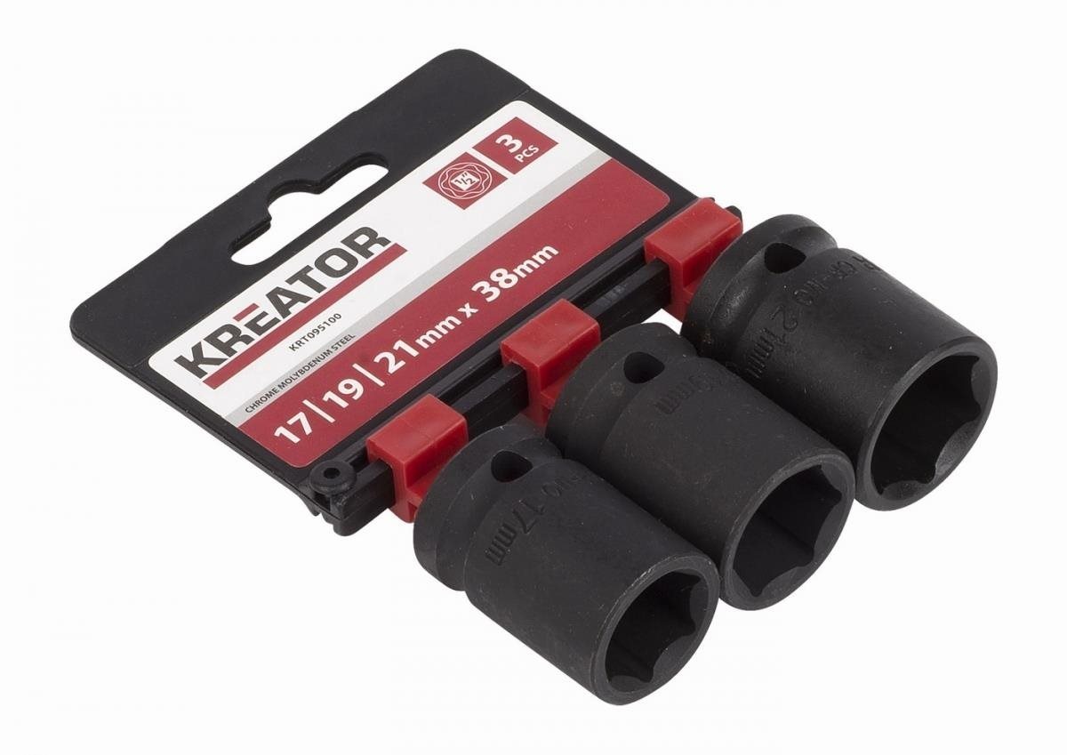 KRT095100 – 3 ks nástrčných hlavíc 17-19-21 mm 1/2"