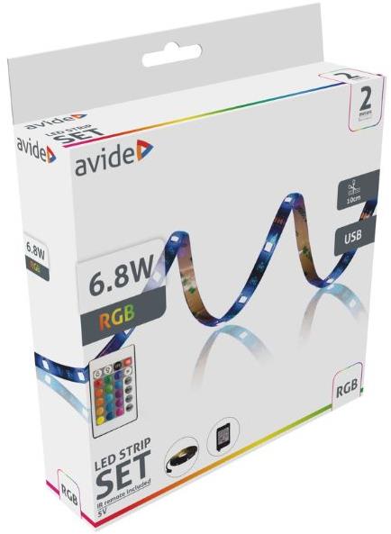 AVIDE Set vodoodolný LED pásik 2 m s diaľkovým ovládaním a USB